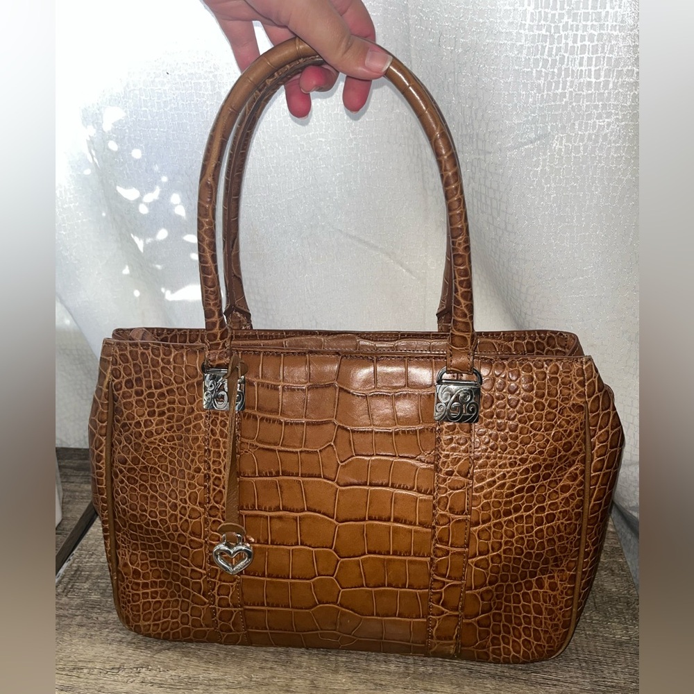 Brighton Tan Croc-Embossed Satchel